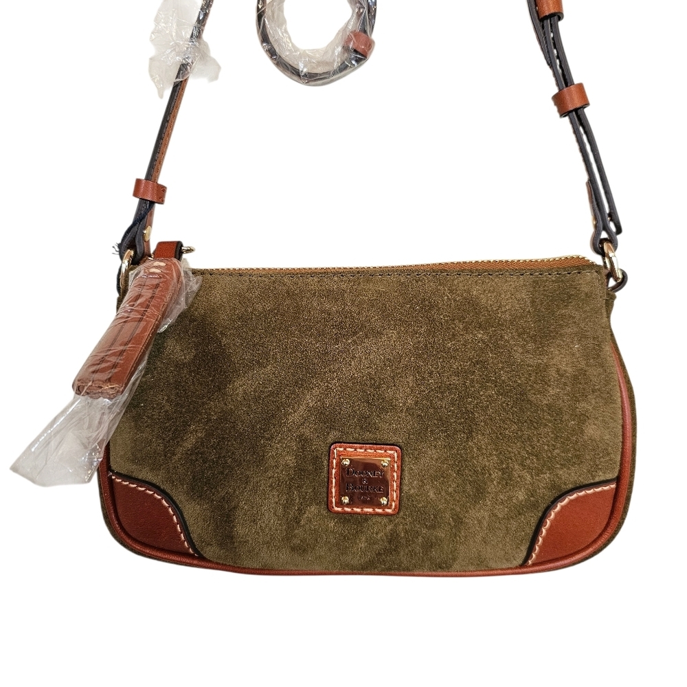 Dooney & Burke Suede Slim Crossbody Leather Equestrian Inspired Bag - Picture 9 of 13